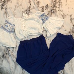 NWT 2 piece bell sleeve crop top & maxi skirt